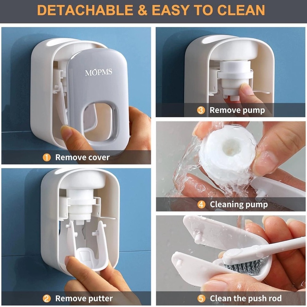 MOPMS Wall Mounted Automatic Toothpaste Dispenser White Silver - Picture 5 of 10